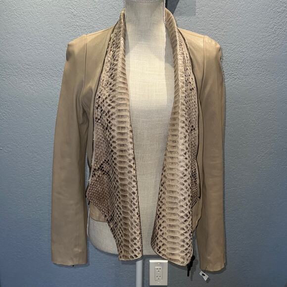 PLEIN SUD Camel Color Leather Jacket Size 10